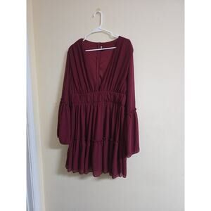 MISS Burgundy Long Sleeve Dress